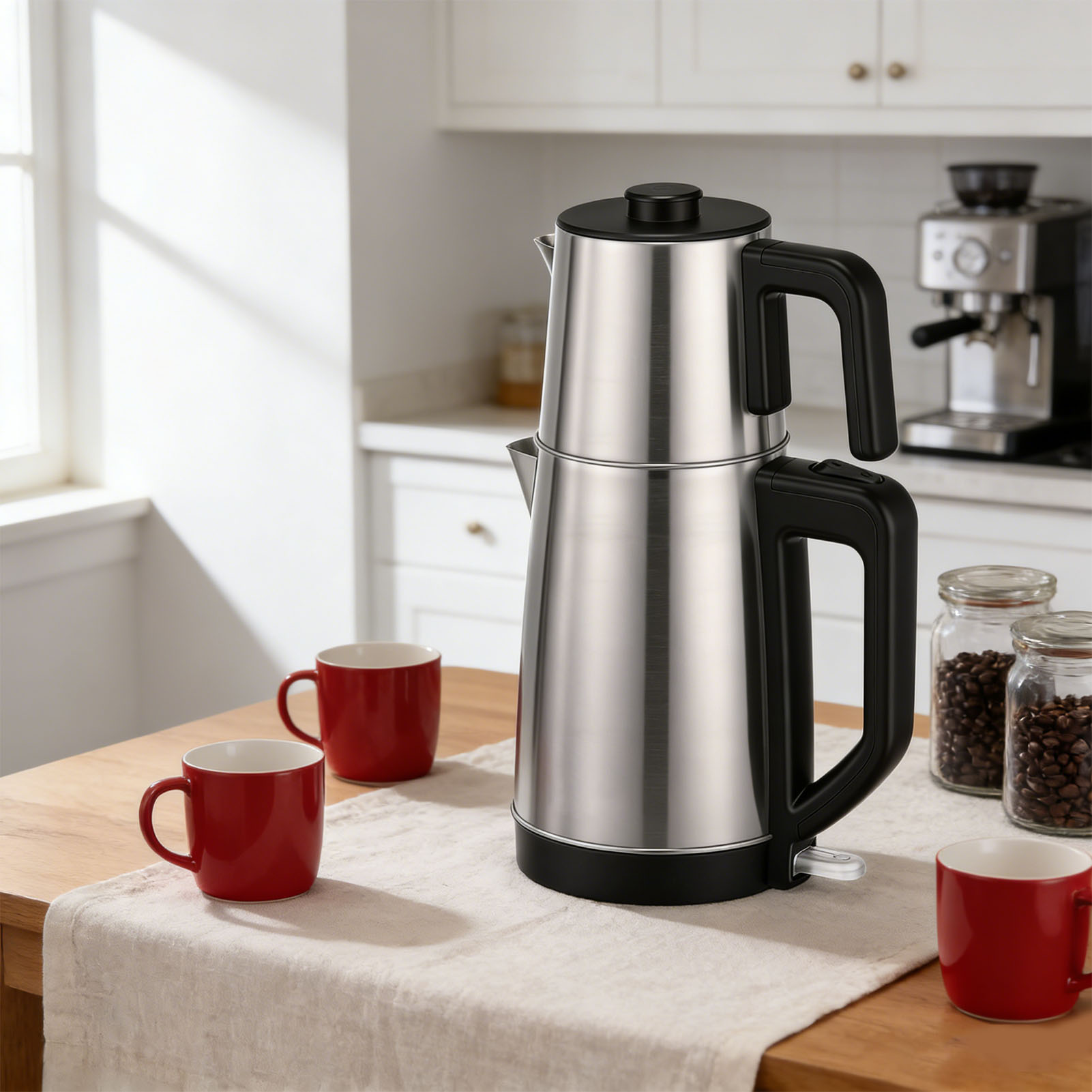 Herbal Wellness Products - Electric Turkish Kettle Set Stainless Steel