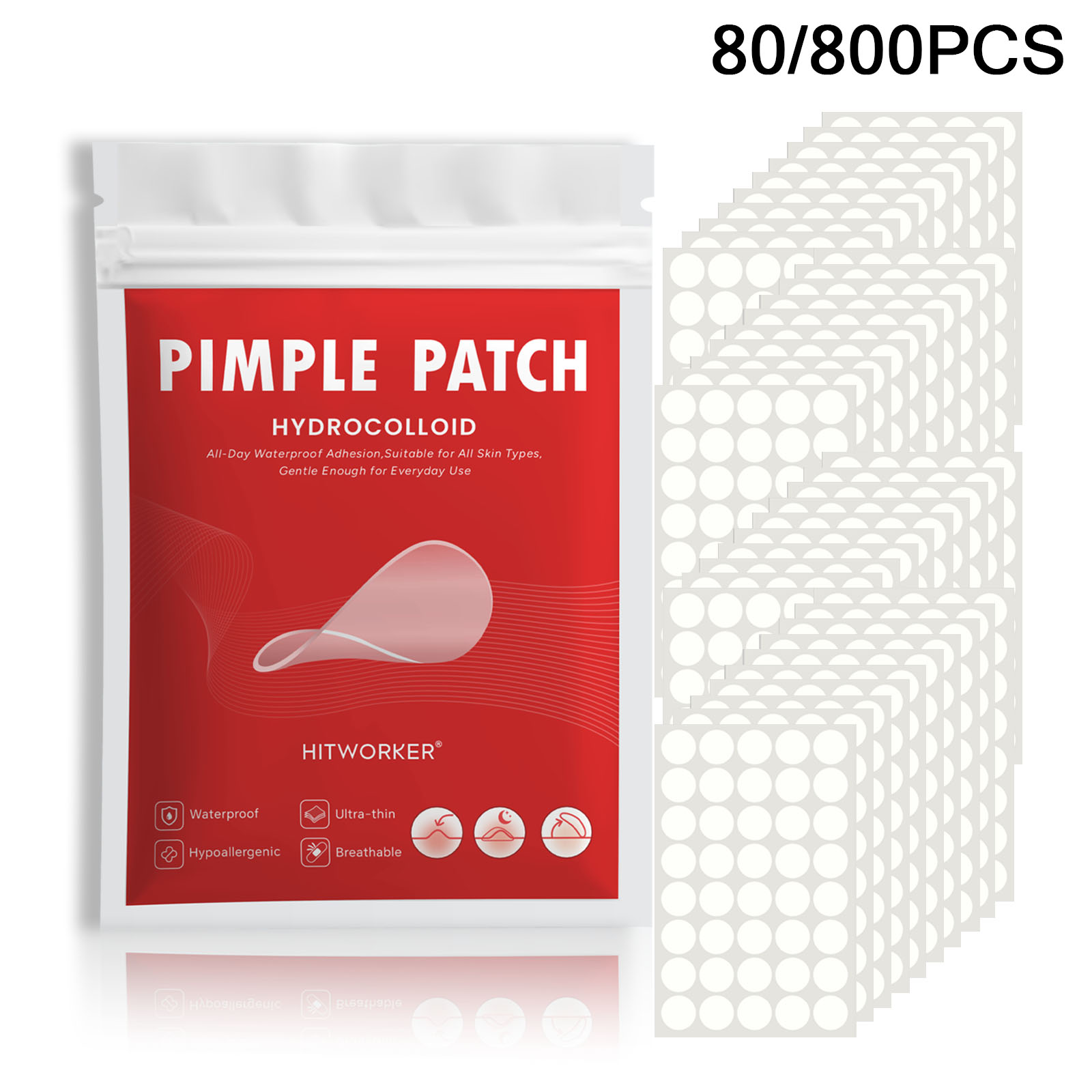 80/ 800PCS Hydrocolloid Acne P - огляд і ціна Healing Wellness